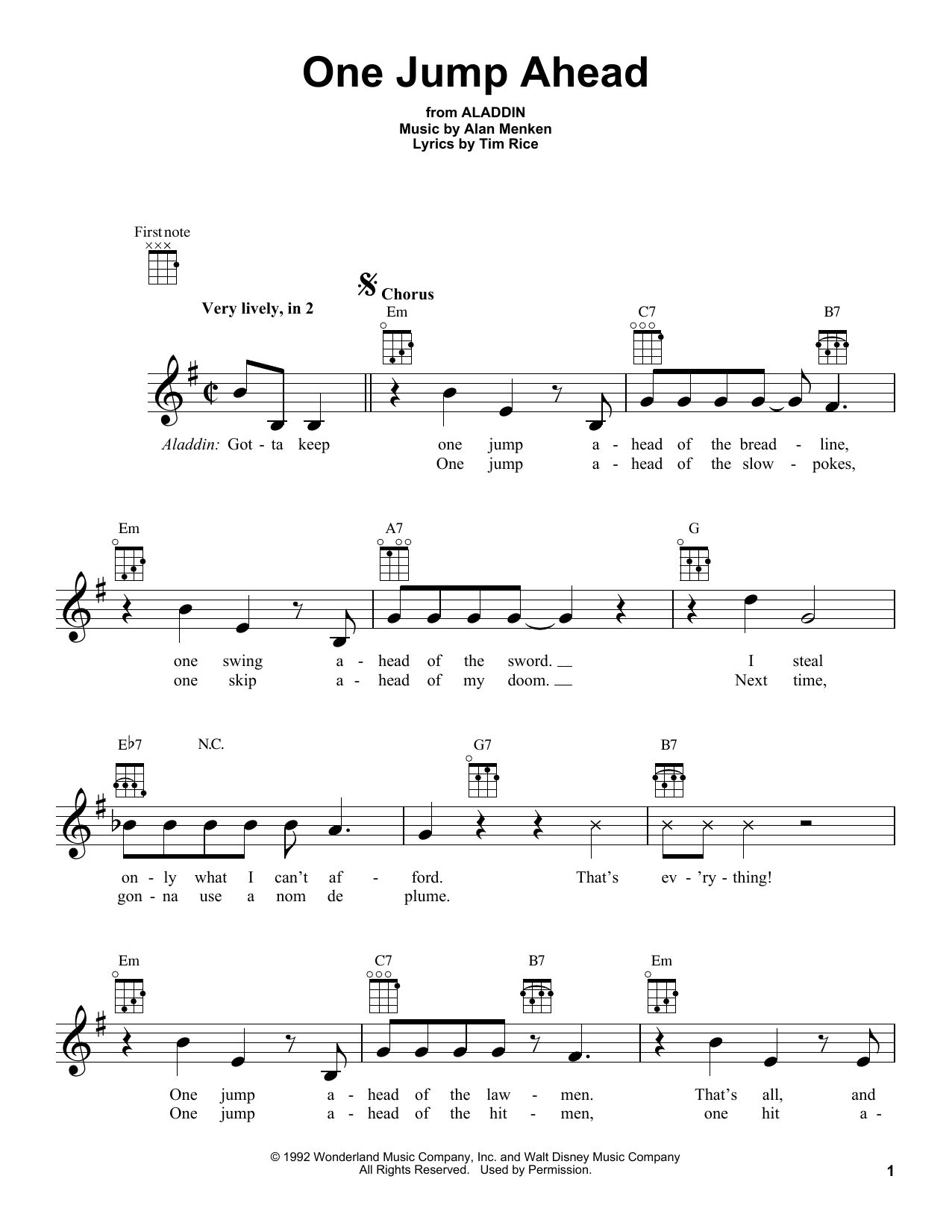 Product gallery: Page 1 of 1 One Jump Ahead (from Aladdin), Alan Menken