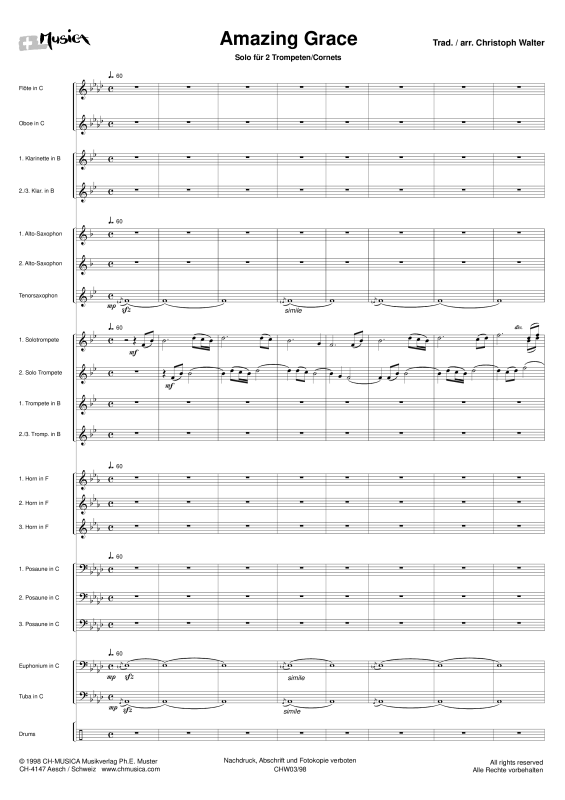 gallery: Amazing Grace, , Solo für 2 Trompeten/Cornets und Blasorchester