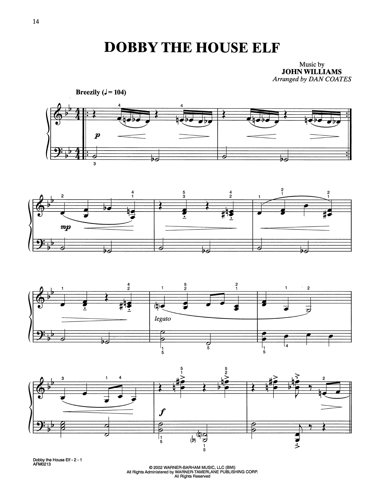 Produktbild zu: Dobby The House Elf (from Harry Potter And The Chamber Of Secrets) (arr. Dan Coates)