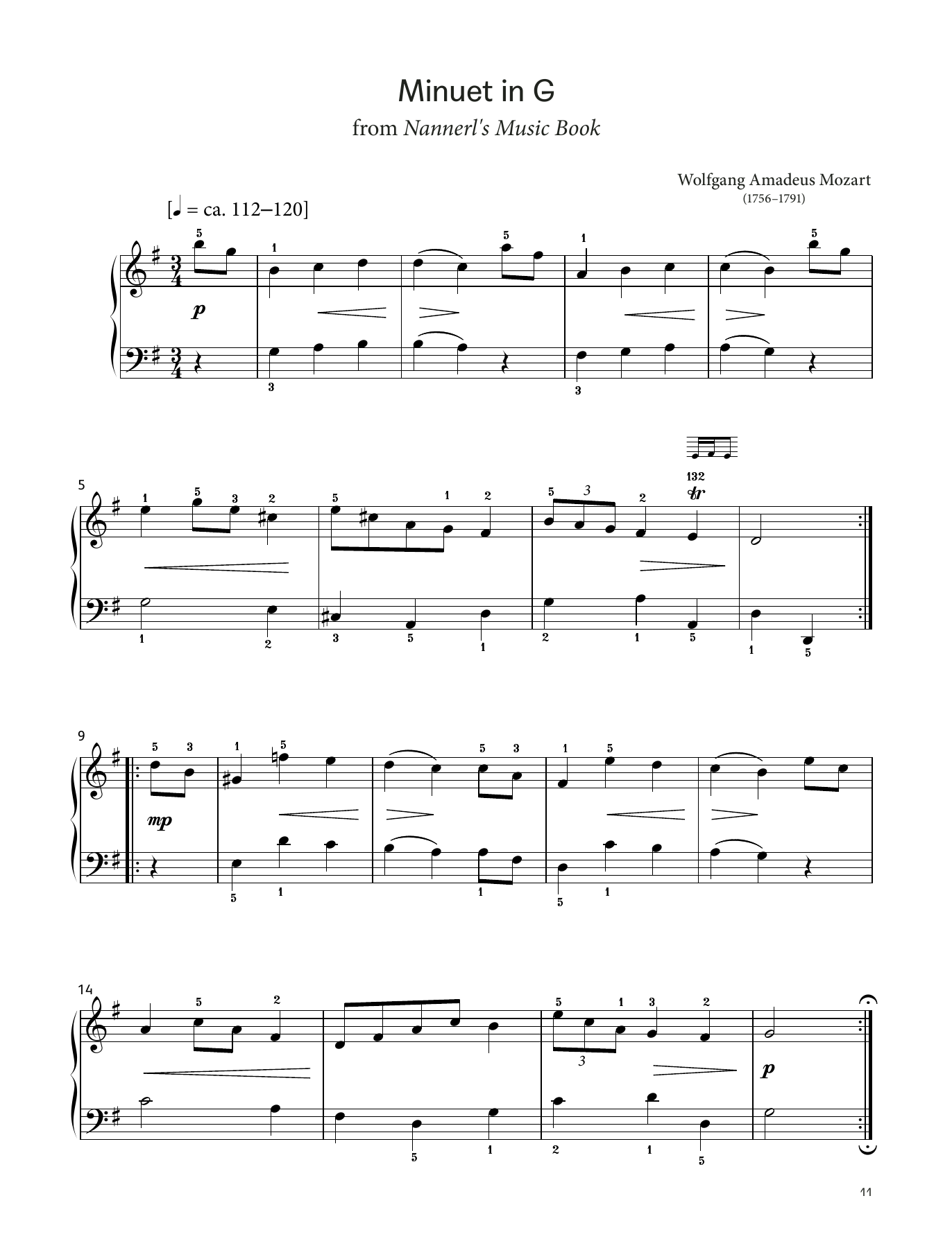 Produktbild zu: Minuet in G, K. 1e (LCME Piano 2018 Grade 1 List A)