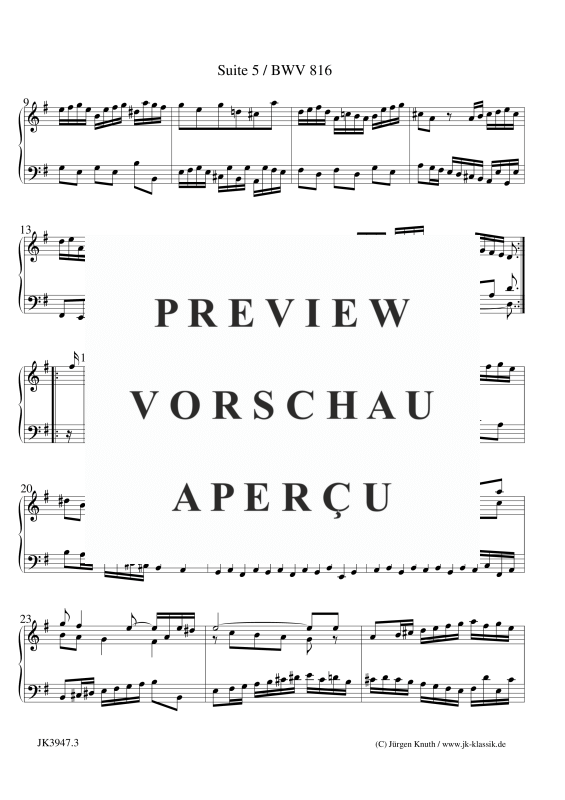 gallery: Suite 5 Französisch BWV 816 Fassung A, , (Klavier Solo)