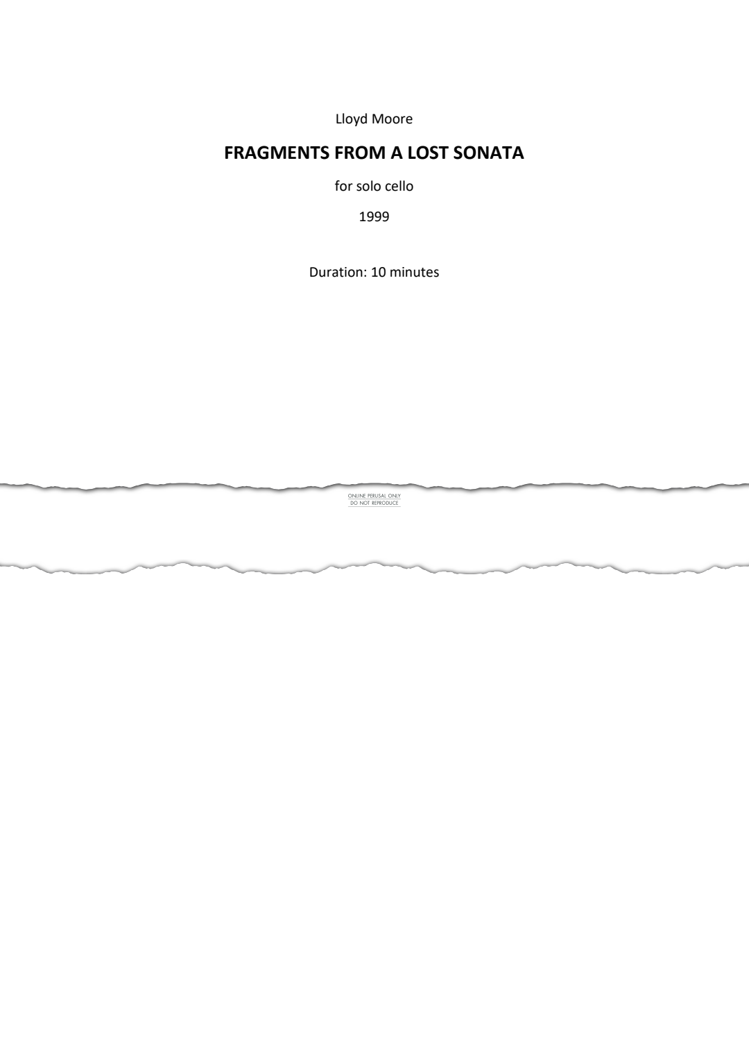 Produktgalerie: Seite 1 von 1 Fragments from a Lost Sonata, Lloyd Moore, Violoncello