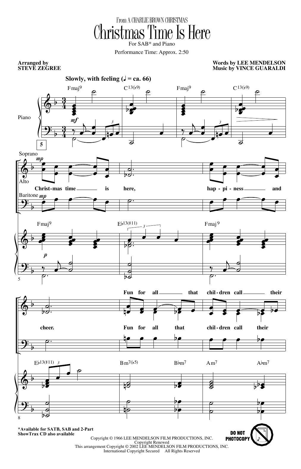 Product picture to: Christmas Time Is Here (arr. Steve Zegree)