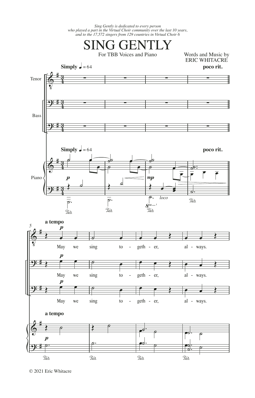 Product gallery: Page 1 of 1 Sing Gently, Eric Whitacre