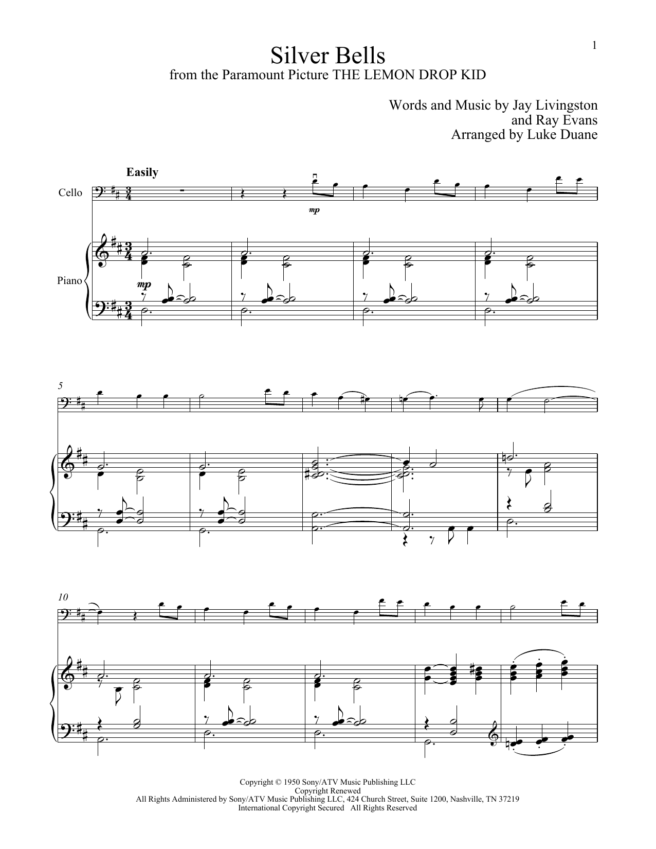 Produktgalerie: Seite 1 von 1 Silver Bells, Jay Livingston, Klavier, Violoncello