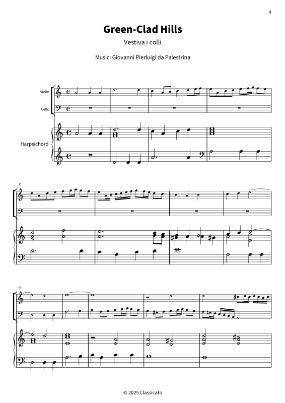 gallery: Green-Clad Hills - Vestiva i colli - Pastoral Madrigal in Three Parts, , Violine, Violoncello und Cembalo/Klavier