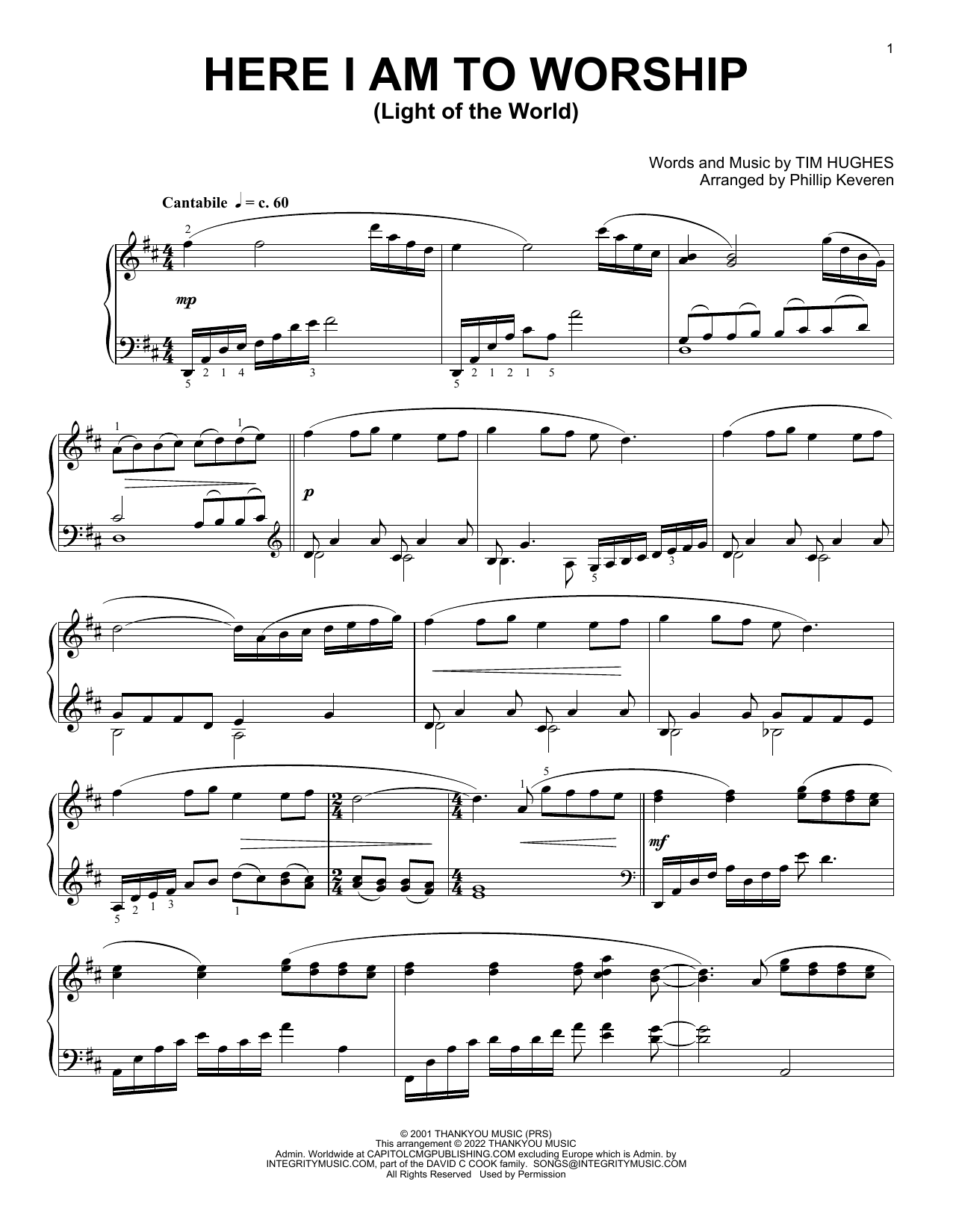 Produktbild zu: Here I Am To Worship (Light Of The World) [Classical version] (arr. Phillip Keveren)