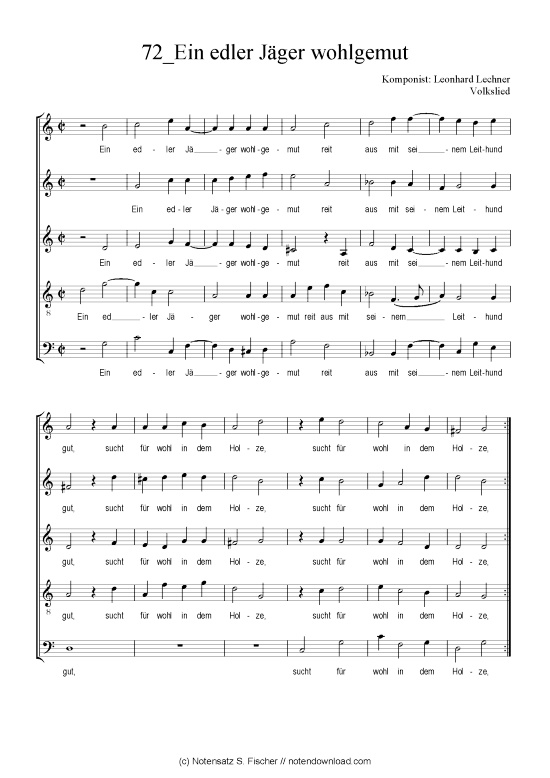 Produktbild zu: Ein edler Jäger wohlgemut Leonhard Lechner Volkslied