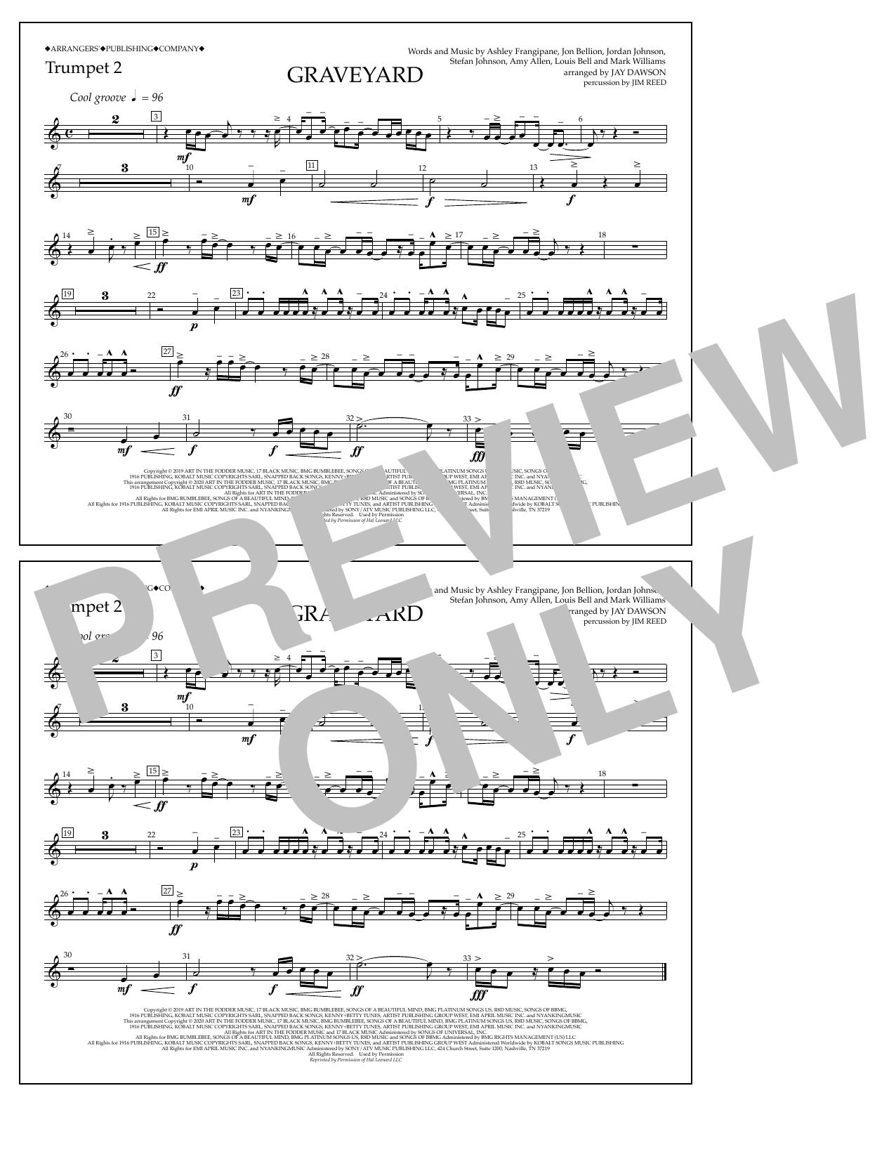 Produktbild zu: Graveyard (arr. Jay Dawson) - Trumpet 2