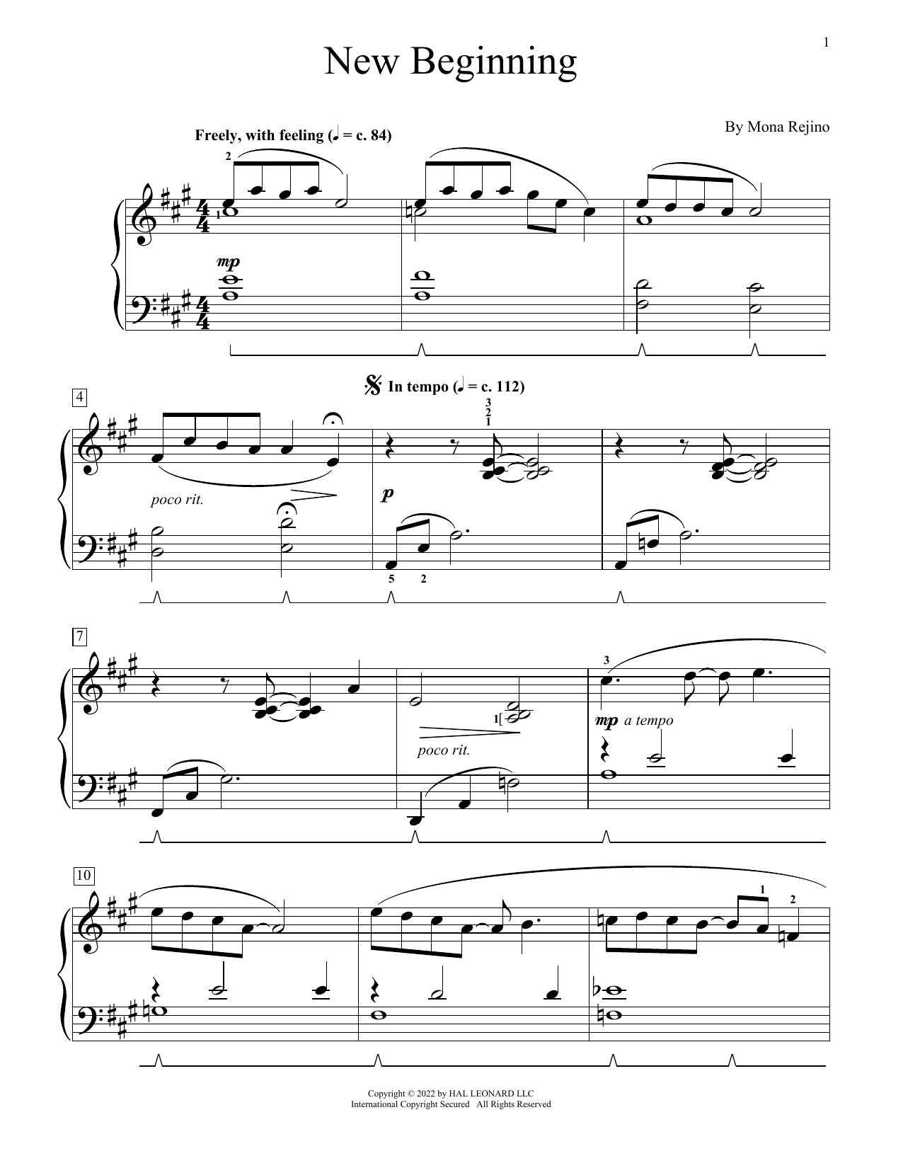 Produktgalerie: Seite 1 von 1 New Beginning, Mona Rejino, Klavier