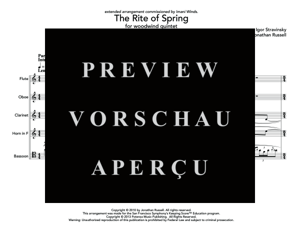 Produktgalerie: Seite 5 von 11 Rite of Spring, The , , (Holzbläser Quintett)