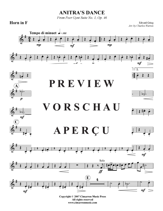 Produktgalerie: Seite 6 von 15 Anitras Dance, Op. 46 , , (Blechbläserquintett)