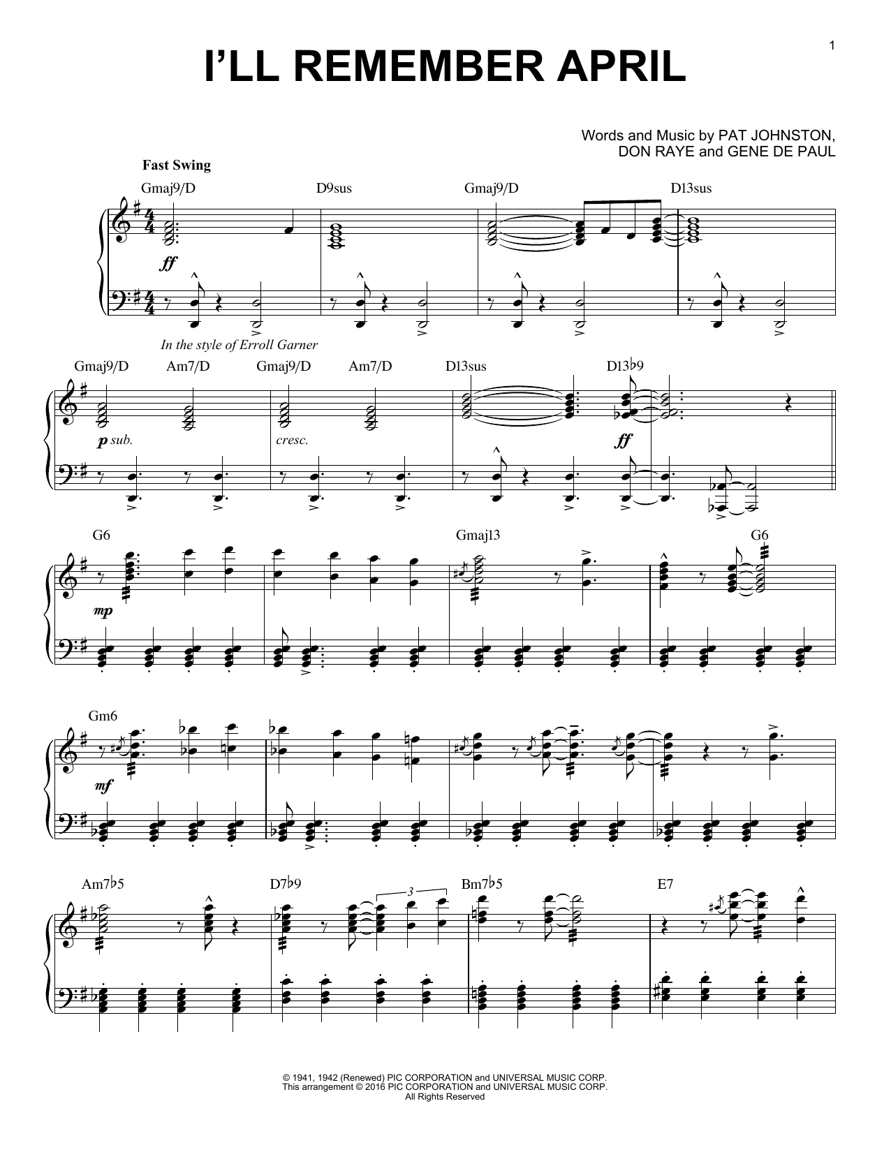 Product gallery: Page 1 of 1 I'll Remember April (arr. Brent Edstrom), Woody Herman & His Orchestra