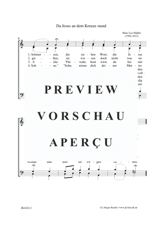 gallery: Da Jesus an dem Kreuze stund, , Gemischter Chor