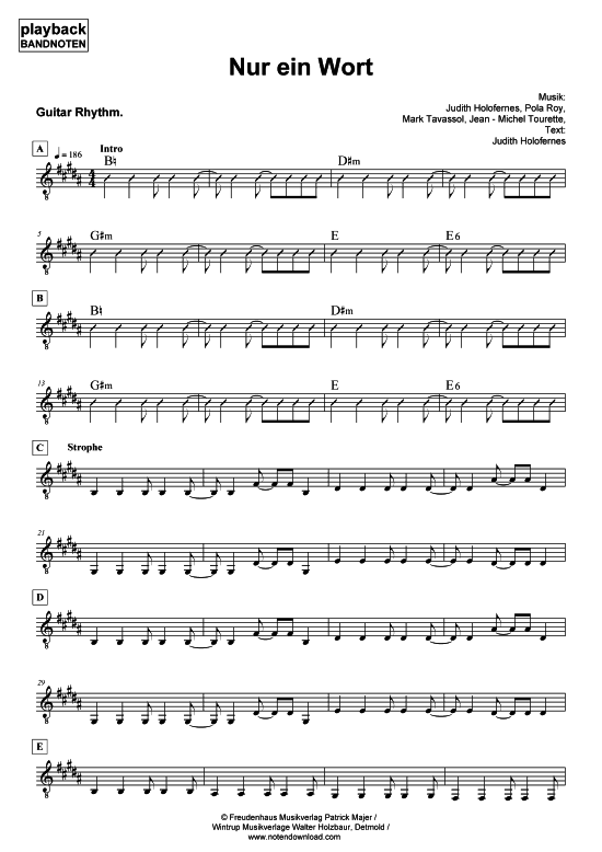 Product picture to: Nur ein Wort - Gitarre RhythmusWir sind Helden