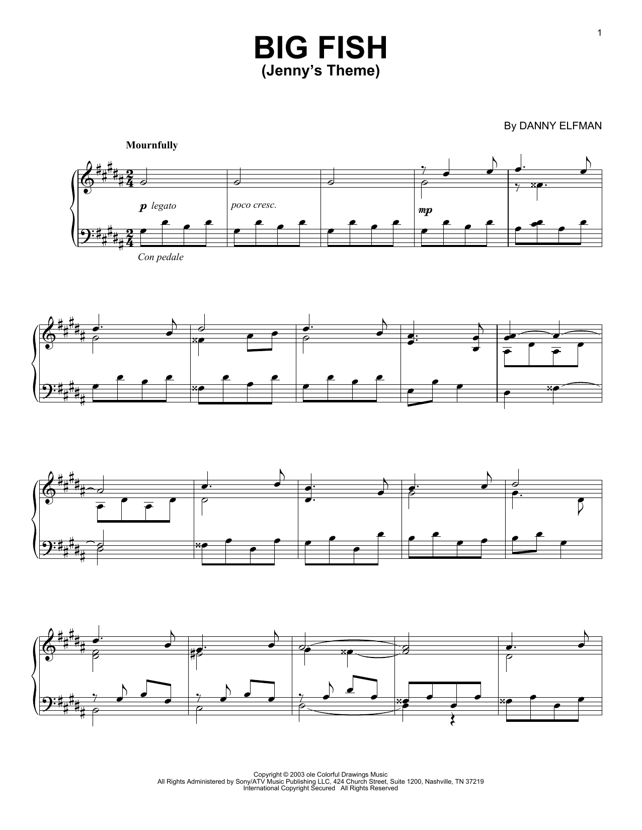 Product gallery: Page 1 of 1 Jenny's Theme, Danny Elfman