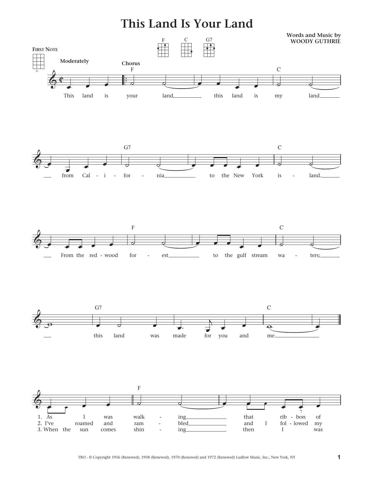 Product gallery: Page 1 of 1 This Land Is Your Land (from The Daily Ukulele) (arr. Liz and Jim Beloff), Woody Guthrie