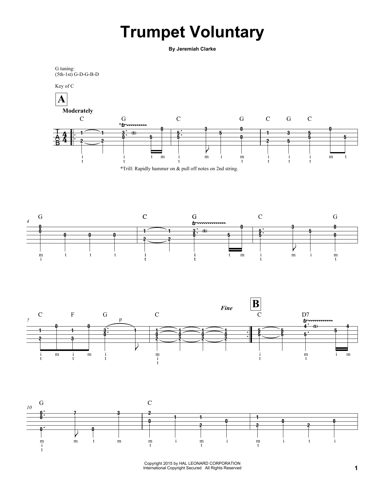 Produktgalerie: Seite 1 von 1 Trumpet Voluntary, Jeremiah Clarke, Banjo