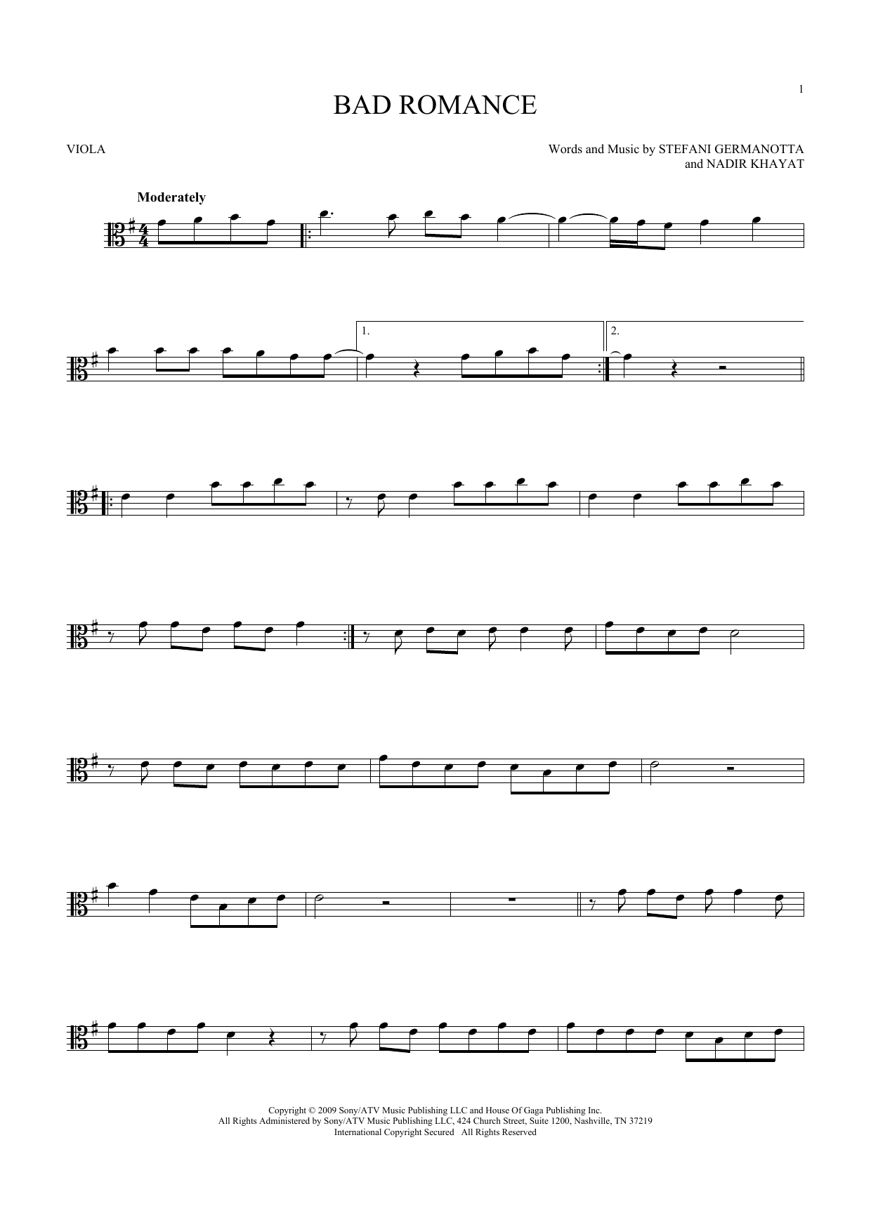 Produktgalerie: Seite 1 von 1 Bad Romance, Lady Gaga, Viola