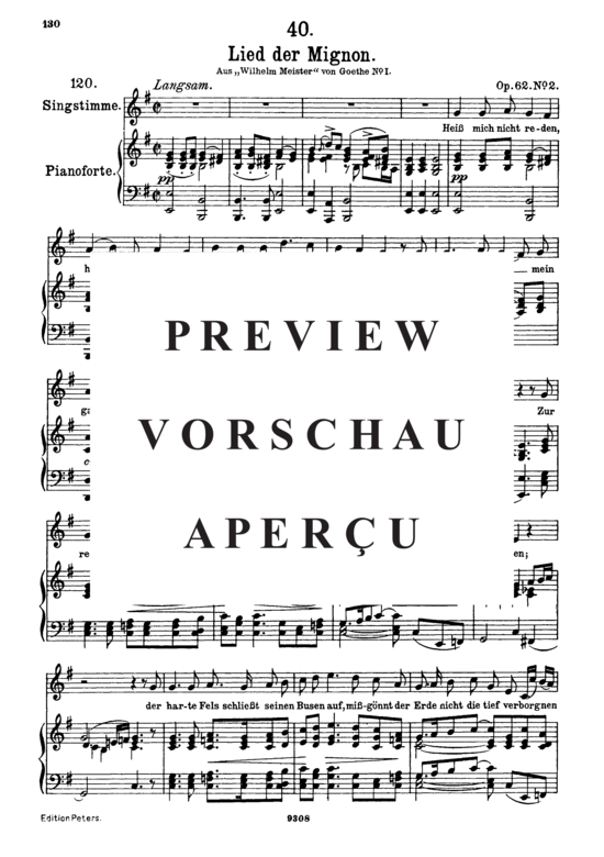 Product gallery: Page 2 of 3 Lied der Mignon D.877-2 , Heiss' mich nicht reden, , High Voice and Piano