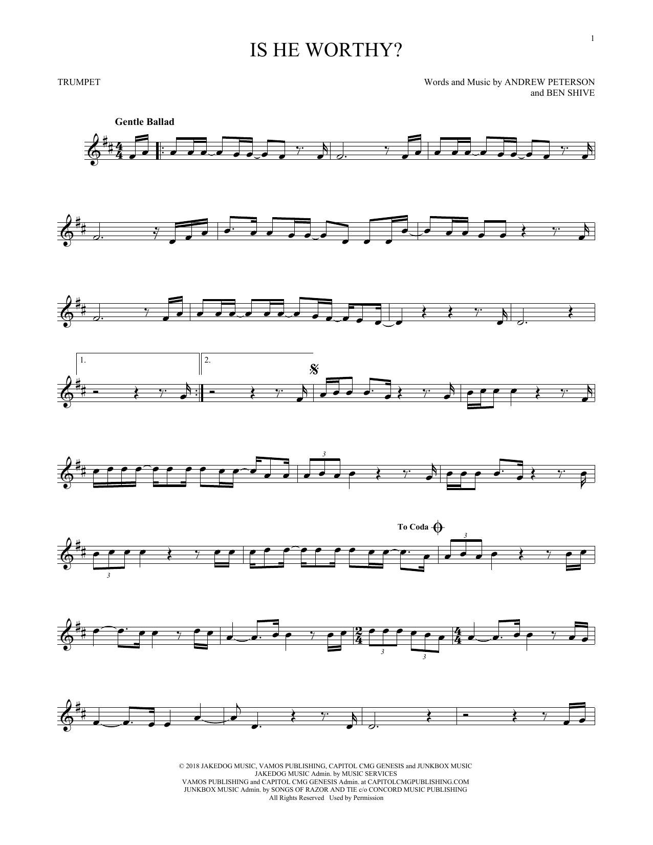 Produktgalerie: Seite 1 von 1 Is He Worthy?, Chris Tomlin, Trompete