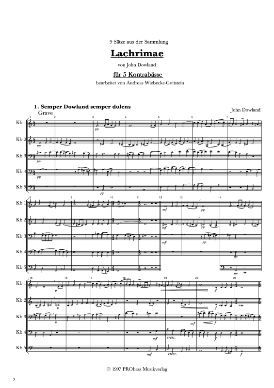gallery: Lachrimae, , Double Bass Quintet - 9 Movements