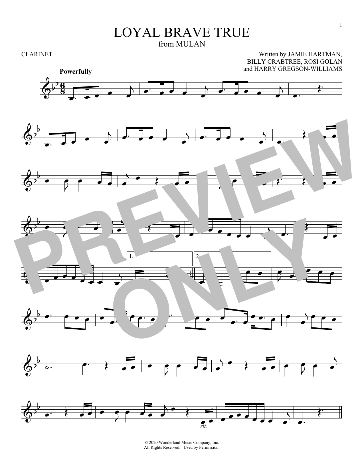 Product gallery: Page 1 of 1 Loyal Brave True (from Mulan), Christina Aguilera