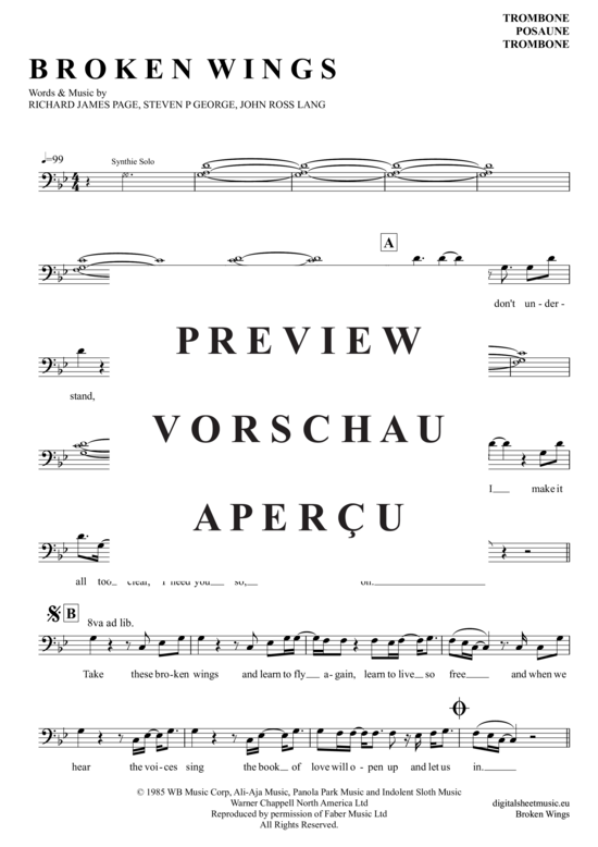 Product gallery: Page 2 of 4 Broken Wings , Mr. Mister, (Posaune / Bariton)