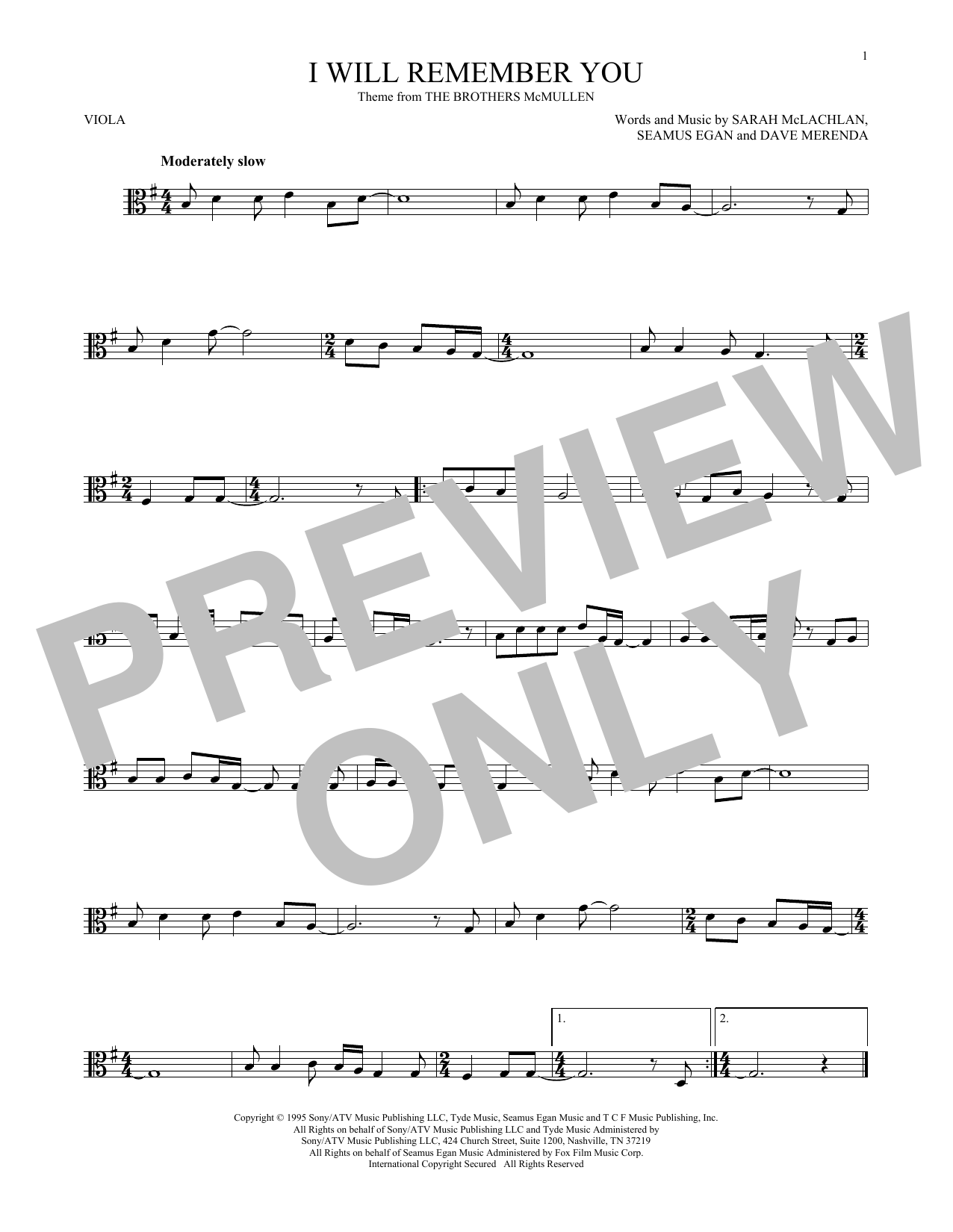 Product gallery: Page 1 of 1 I Will Remember You, Sarah McLachlan