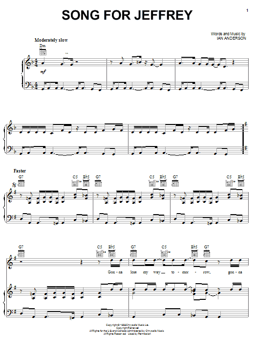 Produktgalerie: Seite 1 von 1 Song For Jeffrey, Jethro Tull, Gesang, Gitarre, Klavier