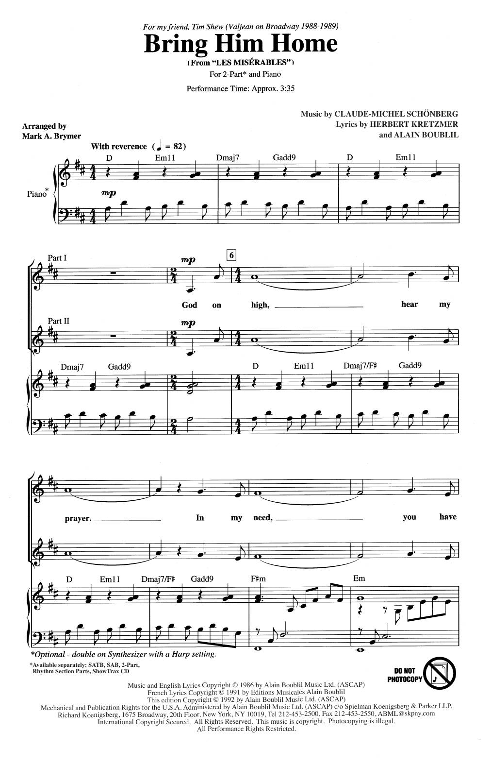 Produktbild zu: Bring Him Home (from Les Miserables) (arr. Mark Brymer)