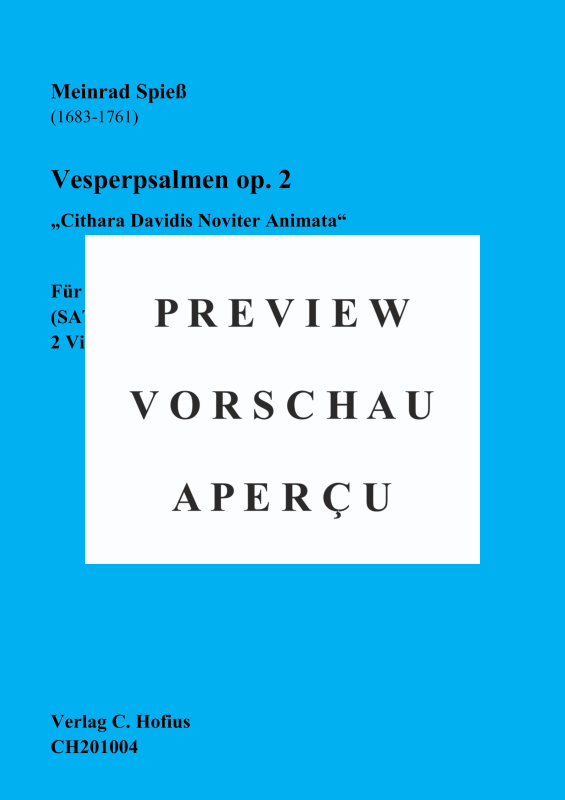 gallery: Cithara Davidis Noviter Animata - Vesperpsalmen op. 2, , Gemischtes Ensemble SATB, Soli SATB, 2 Violinen, Violone und BC