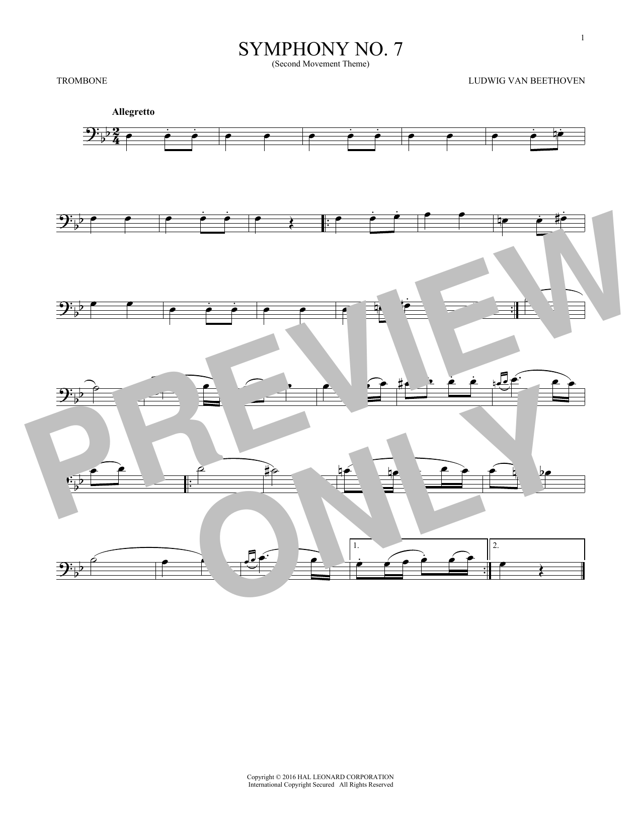 Product gallery: Page 1 of 1 Symphony No. 7 In A Major, Second Movement (Allegretto), Ludwig Van Beethoven