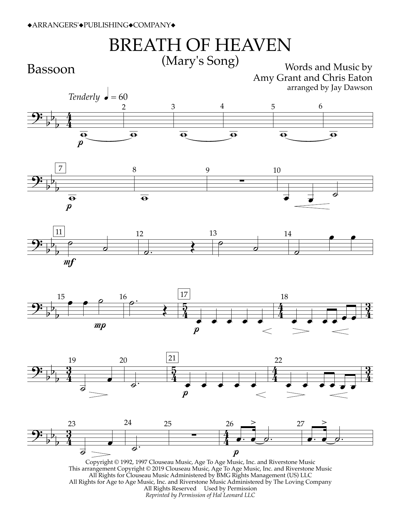 Produktgalerie: Seite 1 von 1 Breath of Heaven (Mary's Song) (arr. Jay Dawson) - Bassoon, Amy Grant, Ensemble