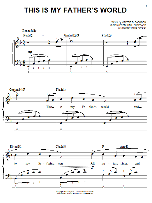 Product picture to: This Is My Father's World (arr. Phillip Keveren)
