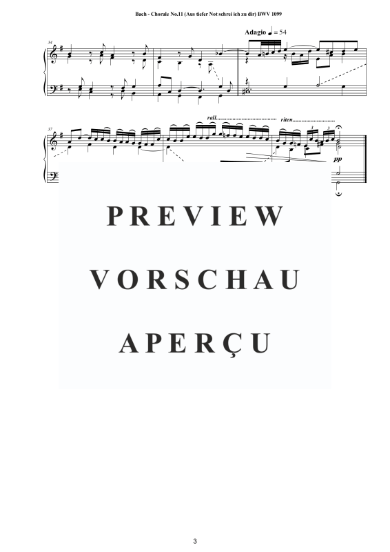 Product gallery: Page 4 of 4 Choral No.11 in G-Dur (Aus tiefer Not schrei ich zu dir) BWV 1099, , Solo Piano