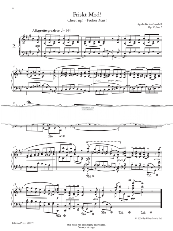 Produktgalerie: Seite 1 von 1 Friskt Mod! (Cheer Up! No.2 from 'Fantasiestücke  Op. 36'), Agathe Backer Grøndahl, Klavier