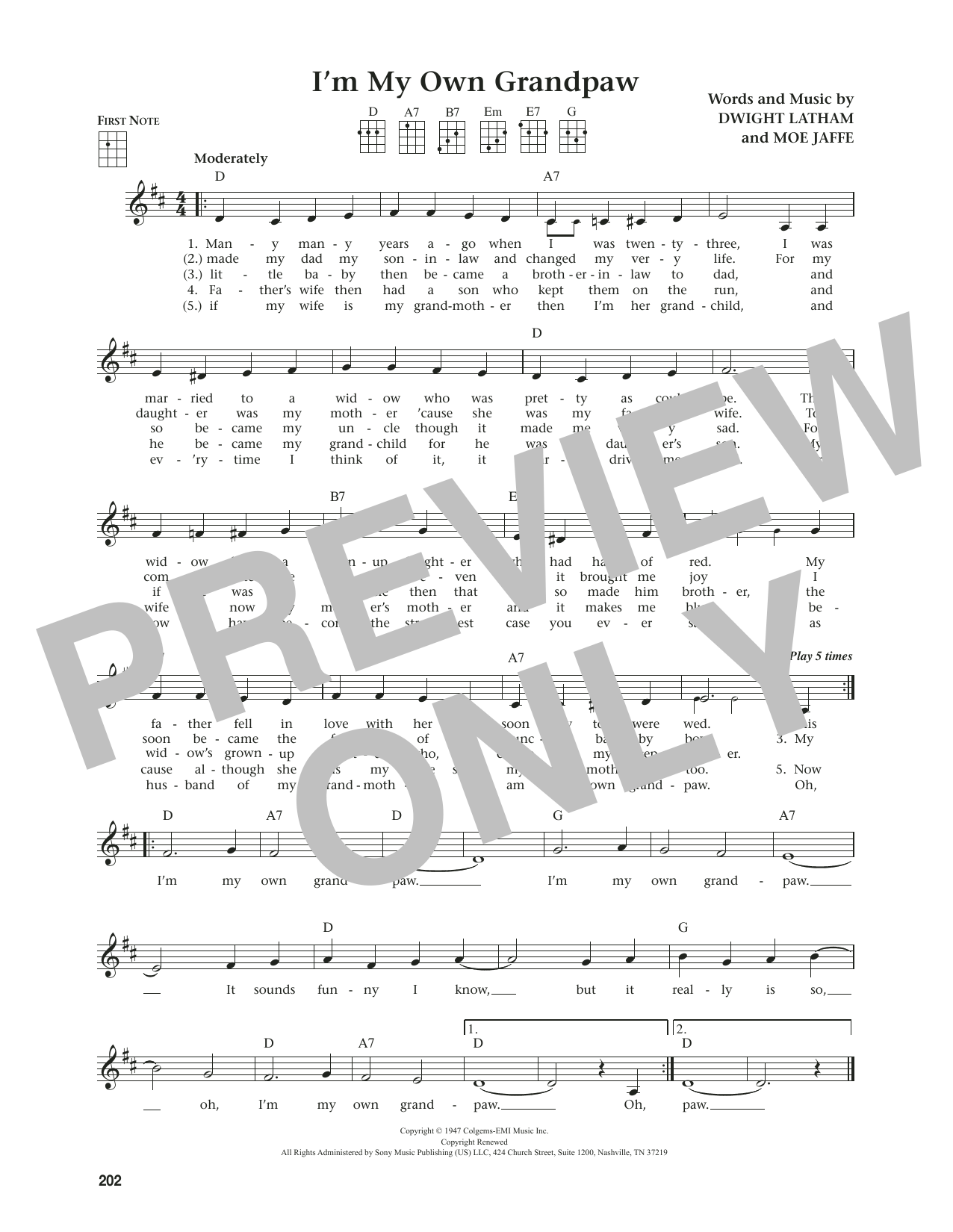 Produktgalerie: Seite 1 von 1 I'm My Own Grandpaw (from The Daily Ukulele) (arr. Jim Beloff), Moe Jaffe, Ukulele