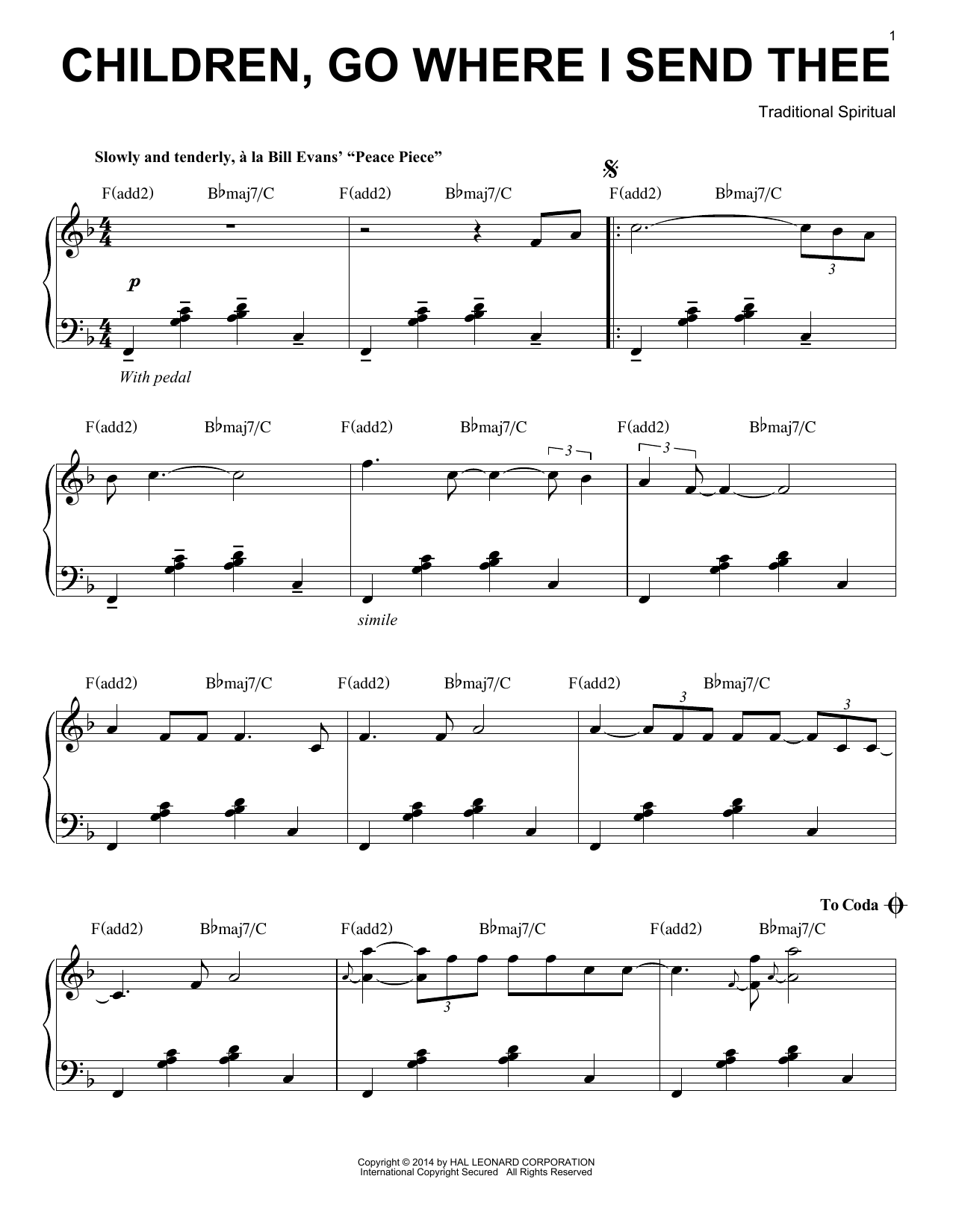 Product gallery: Page 1 of 1 Children Go Where I Send Thee [Jazz version] (arr. Brent Edstrom), Traditional Spiritual
