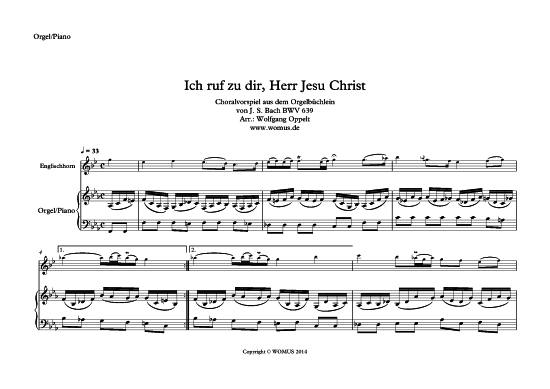 Produktbild zu: Ich ruf zu dir Herr Jesu Christ Johann Sebastian Bach (arr. WO)