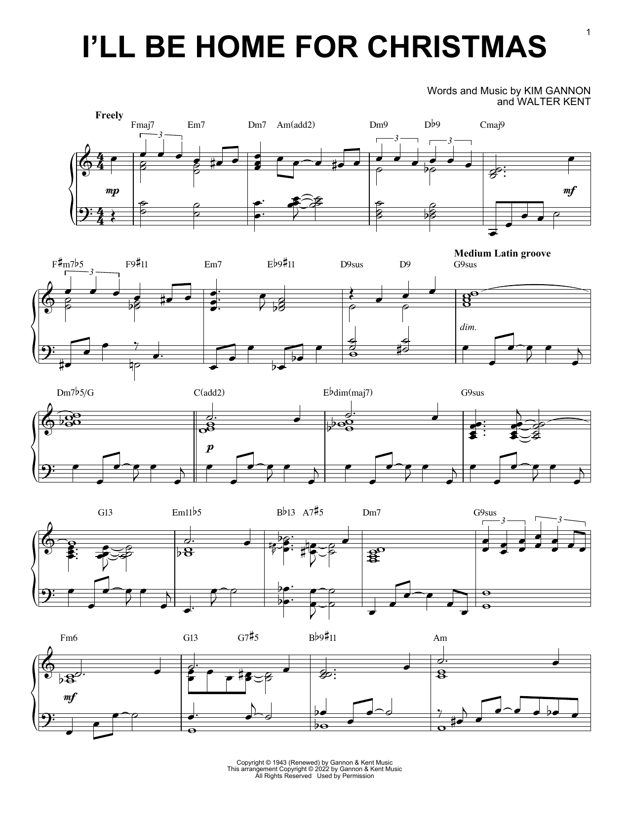 Product picture to: I'll Be Home For Christmas [Jazz version] (arr. Brent Edstrom)