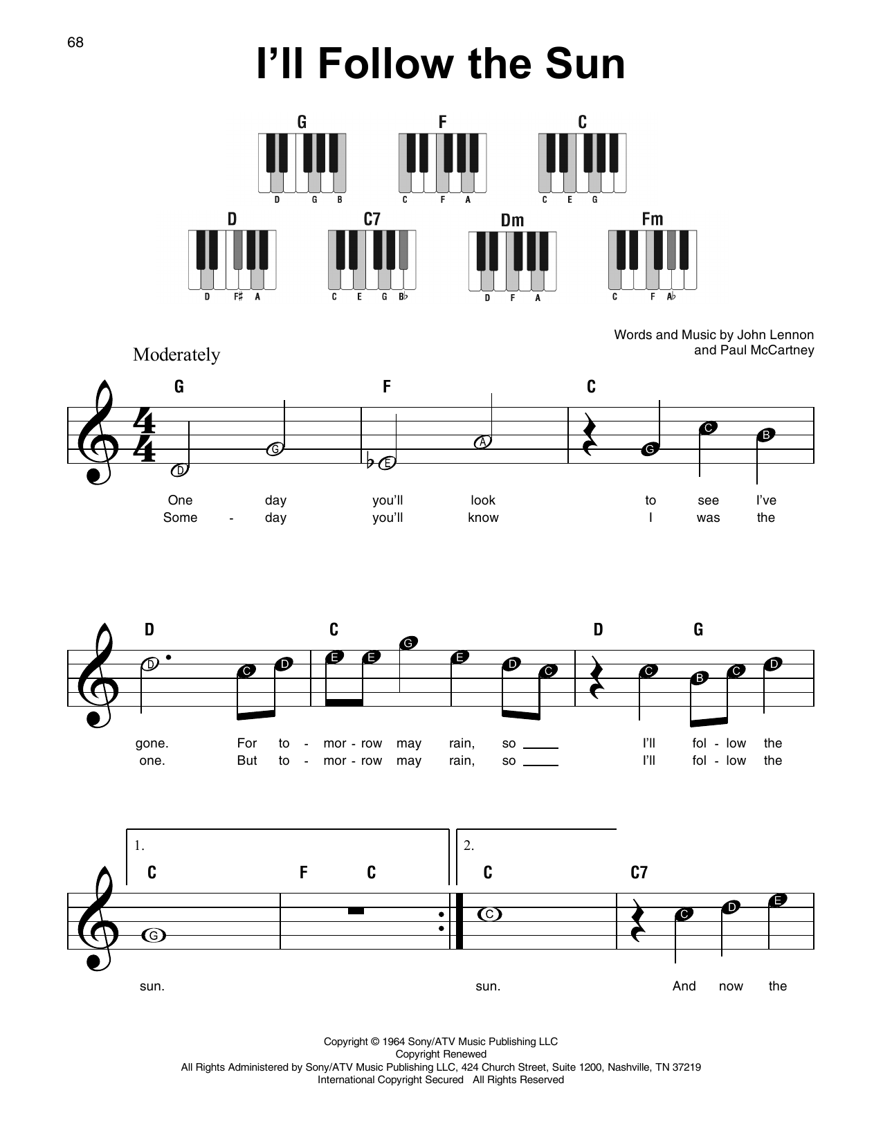 Produktgalerie: Seite 1 von 1 I'll Follow The Sun, The Beatles, Klavier