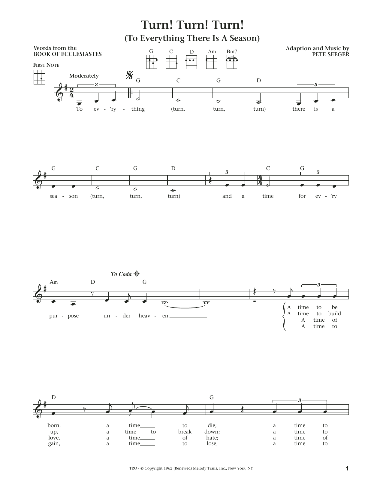 Product gallery: Page 1 of 1 Turn! Turn! Turn! (To Everything There Is A Season) (The Daily Ukulele) (arr. Liz and Jim Beloff), The Byrds