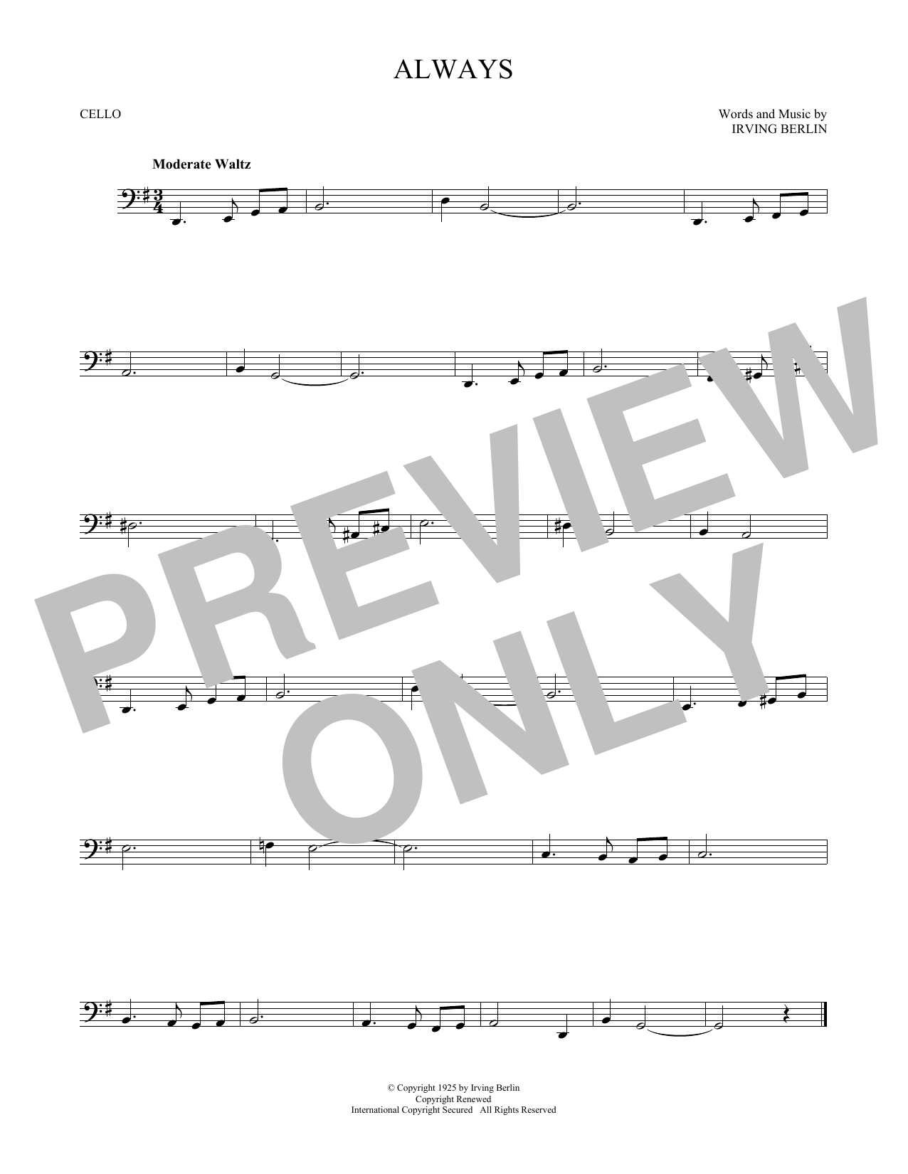 Produktgalerie: Seite 1 von 1 Always, Irving Berlin, Violoncello