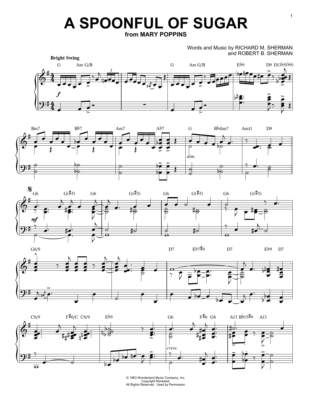 Product gallery: Page 1 of 1 A Spoonful Of Sugar [Jazz version] (from Mary Poppins), Sherman Brothers