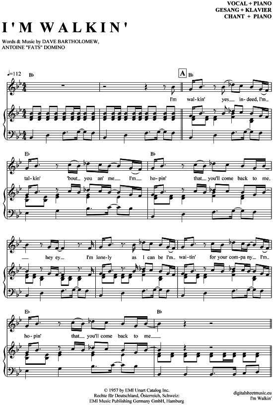 Product gallery: Page 1 of 7 I´m walkin , Domino, Fats, Piano and Voice