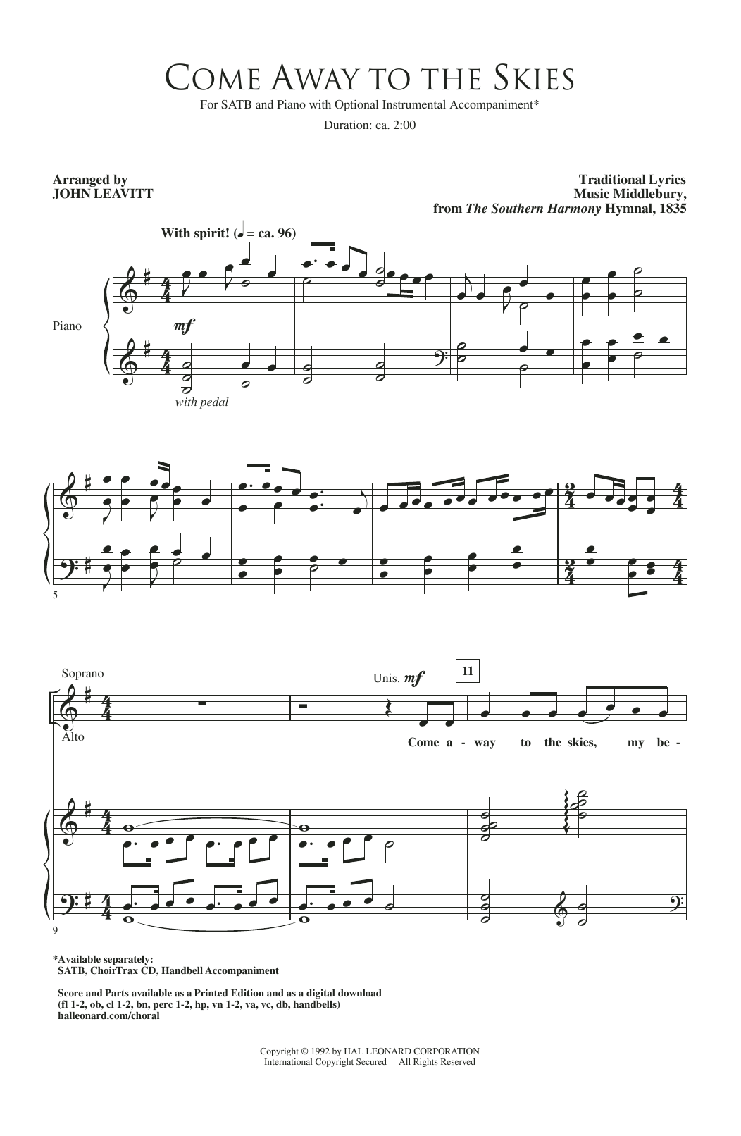 Produktbild zu:  Come Away To The Skies - John Leavitt