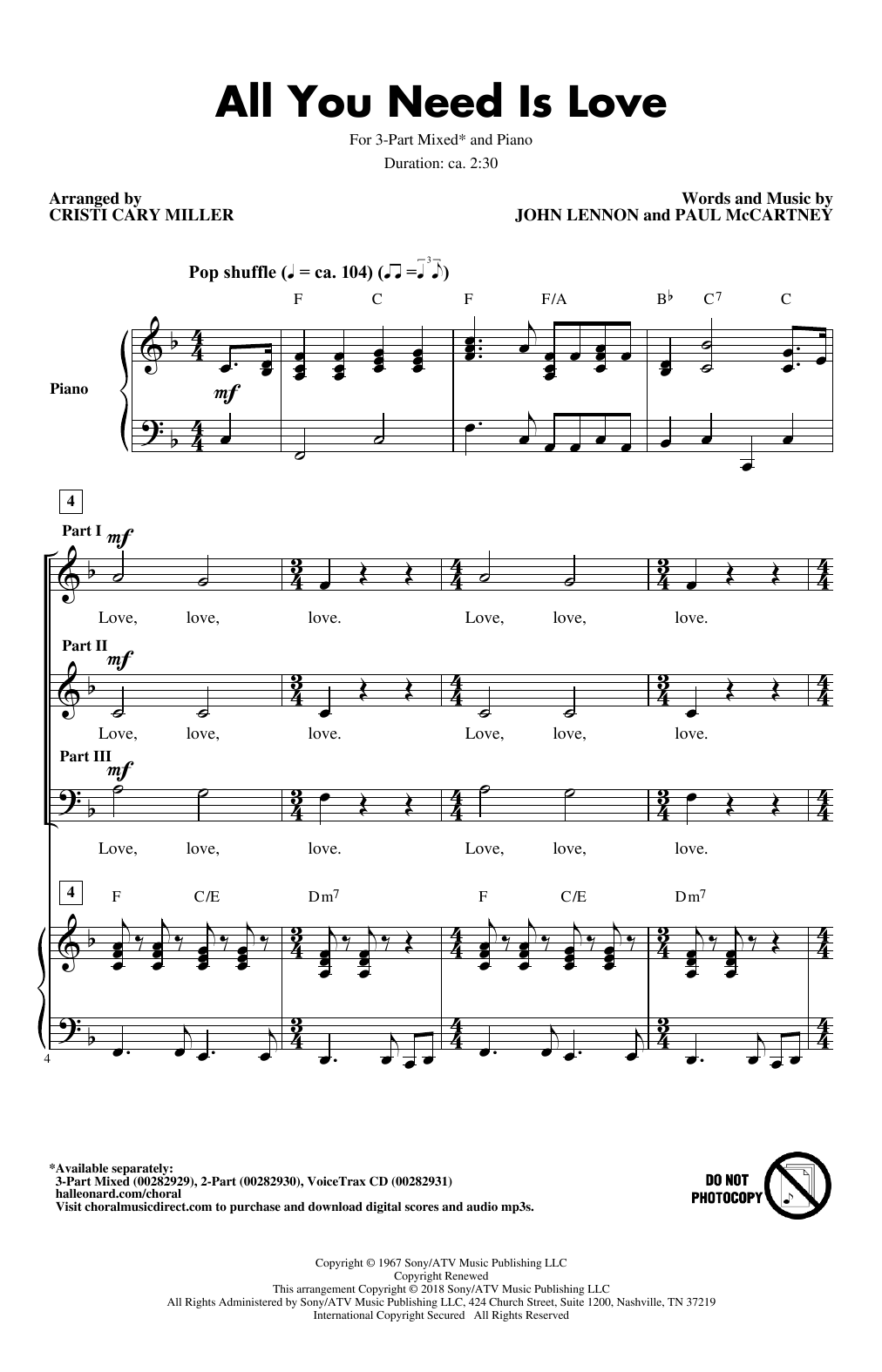 Produktgalerie: Seite 1 von 1 All You Need Is Love (arr. Cristi Cari Miller), The Beatles, Chor