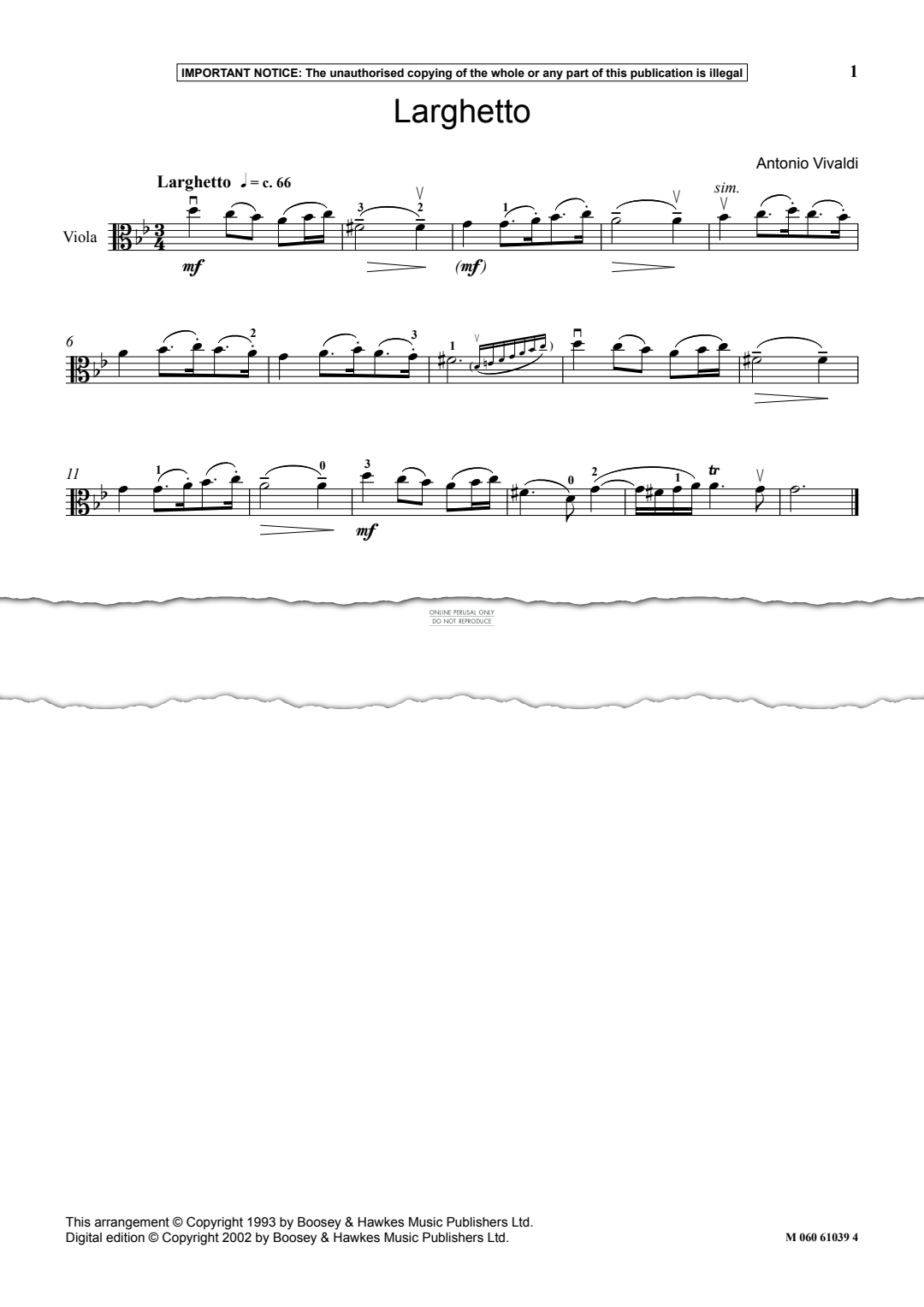 Produktgalerie: Seite 1 von 1 Larghetto, Antonio Vivaldi, Keyboard, Viola