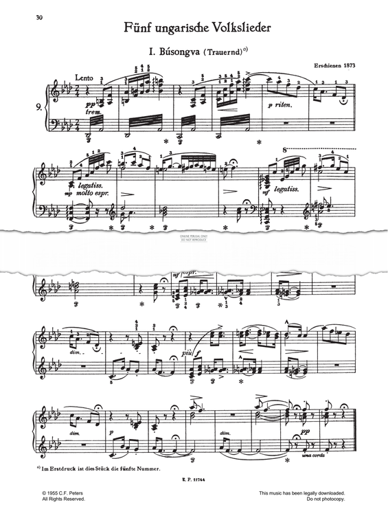 Produktgalerie: Seite 1 von 1 Fünf Ungarische Volsklieder, Franz Liszt, Klavier